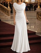 Solid Color Draped Collar And Fishtail Maxi Dress