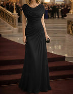 Solid Color Draped Collar And Fishtail Maxi Dress