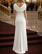 Solid Color Draped Collar And Fishtail Maxi Dress
