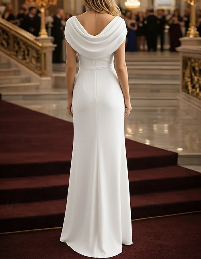 Solid Color Draped Collar And Fishtail Maxi Dress
