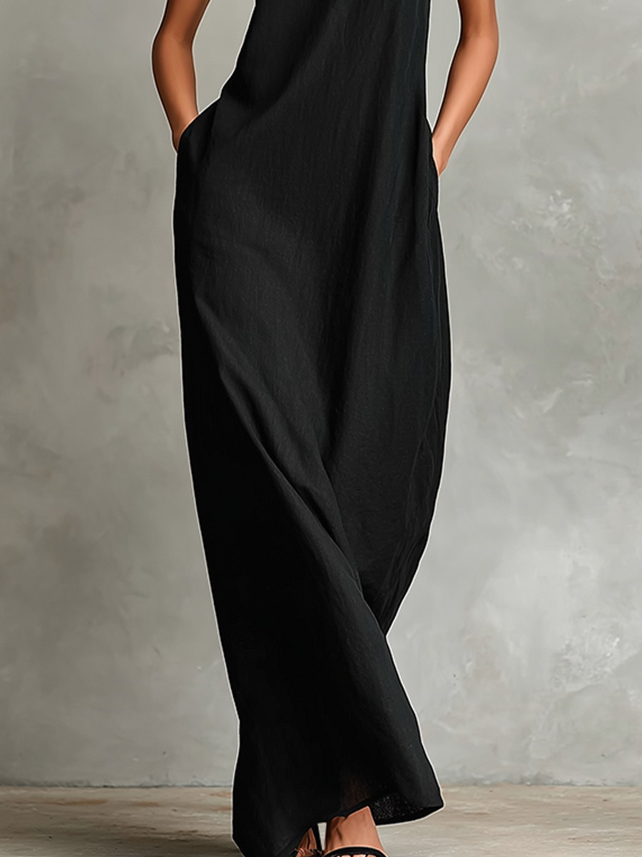 Minimalist long black dress