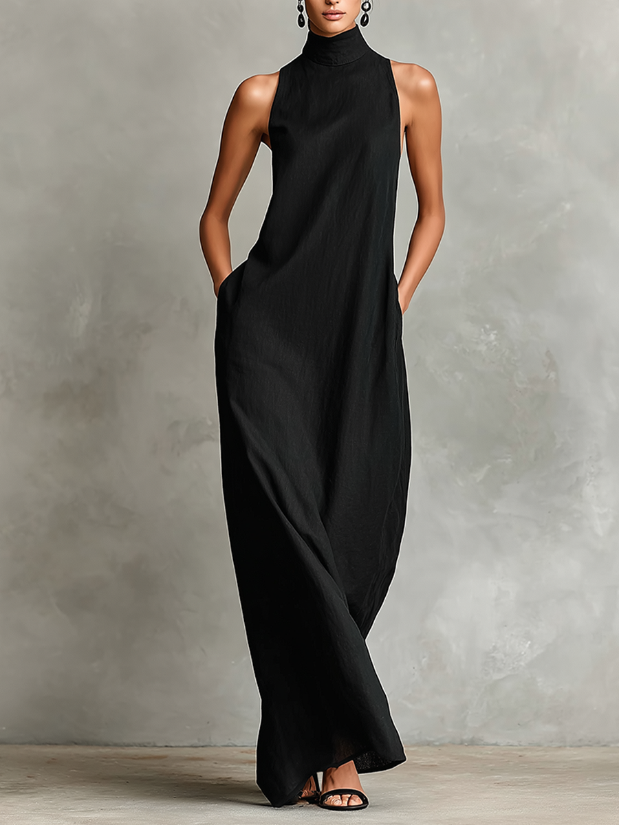Minimalist long black dress