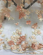 Solid Color 3D Floral Embroidery Maxi Dress