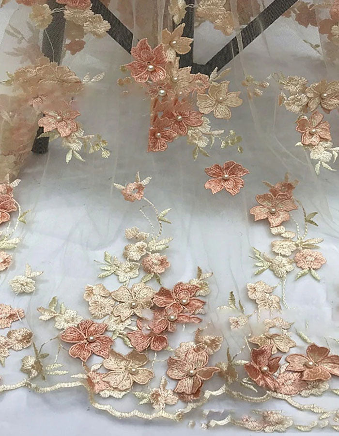 Solid Color 3D Floral Embroidery Maxi Dress