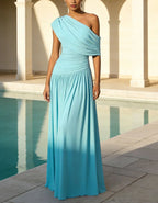 Blue Shoulder Maxi Dress