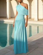 Blue Shoulder Maxi Dress