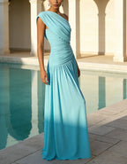 Blue Shoulder Maxi Dress