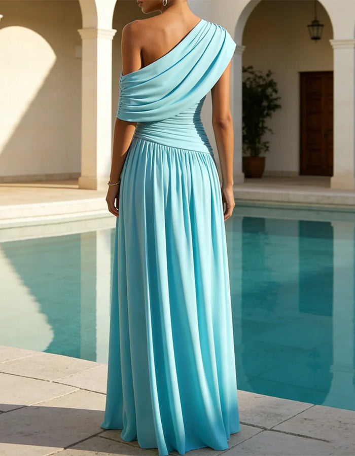 Blue Shoulder Maxi Dress