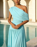 Blue Shoulder Maxi Dress