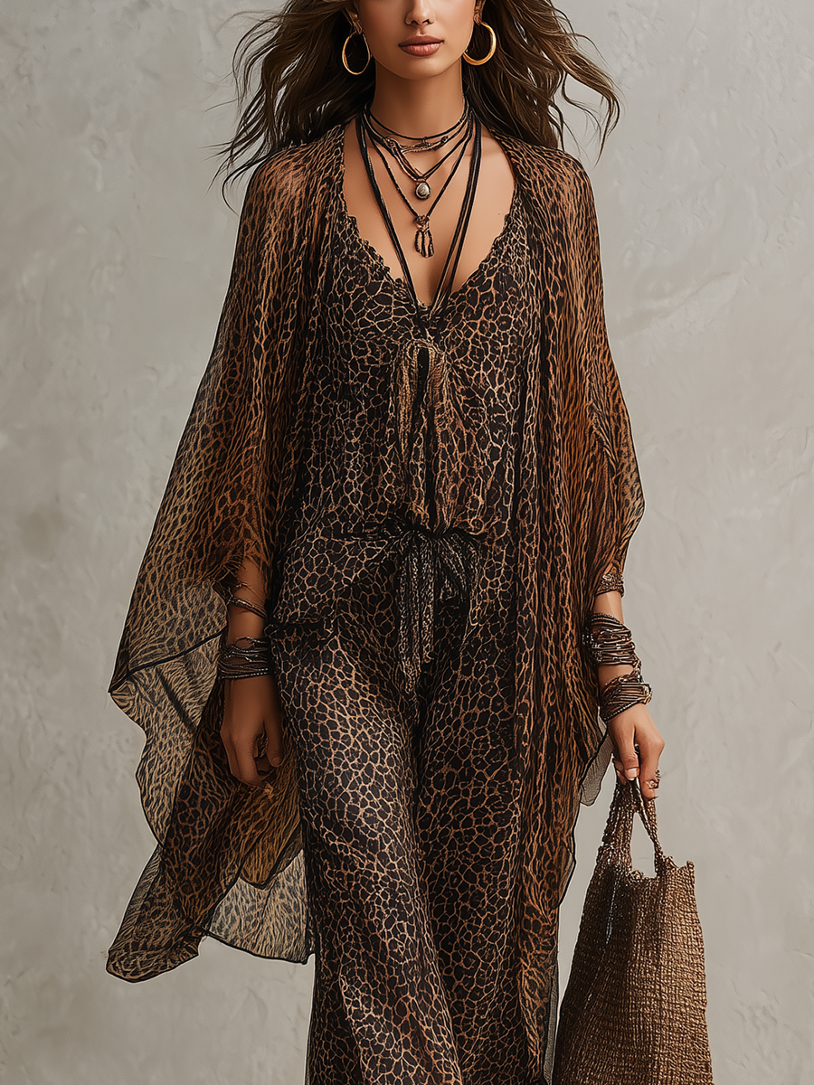 Conjunto Tres Piezas Bohemio Leopardo Degradado