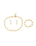 Perlmutt-Schmuckset bestehend aus Ohrringen, Halskette und Armband
