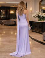Lavender Satin Shoulder Maxi Dress