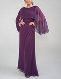 Maxikleid mit Chiffon-Schalärmeln in Lila