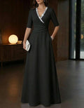 Solid Color V-Neck Sequins Maxi Dress