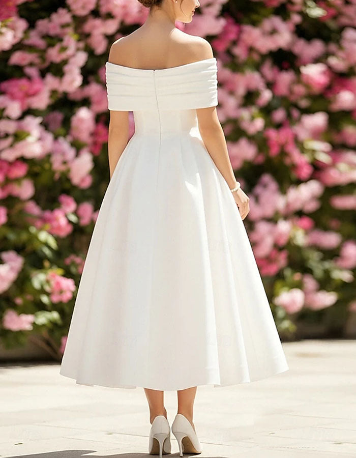 White Off Shoulder Midi Dress