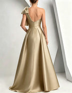 One-shoulder Oversized Bow Design Maxi Dress