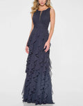 Solid Color Ruffled Chiffon Sleeveless Maxi Dress