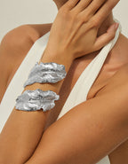 Leaf Wrapped Wide Faced Spring Open Bracelet