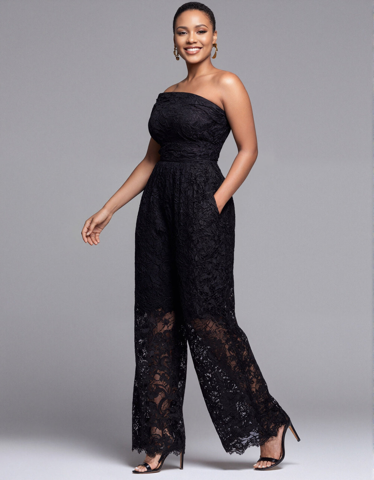 Black Floral Lace Jumpsuit