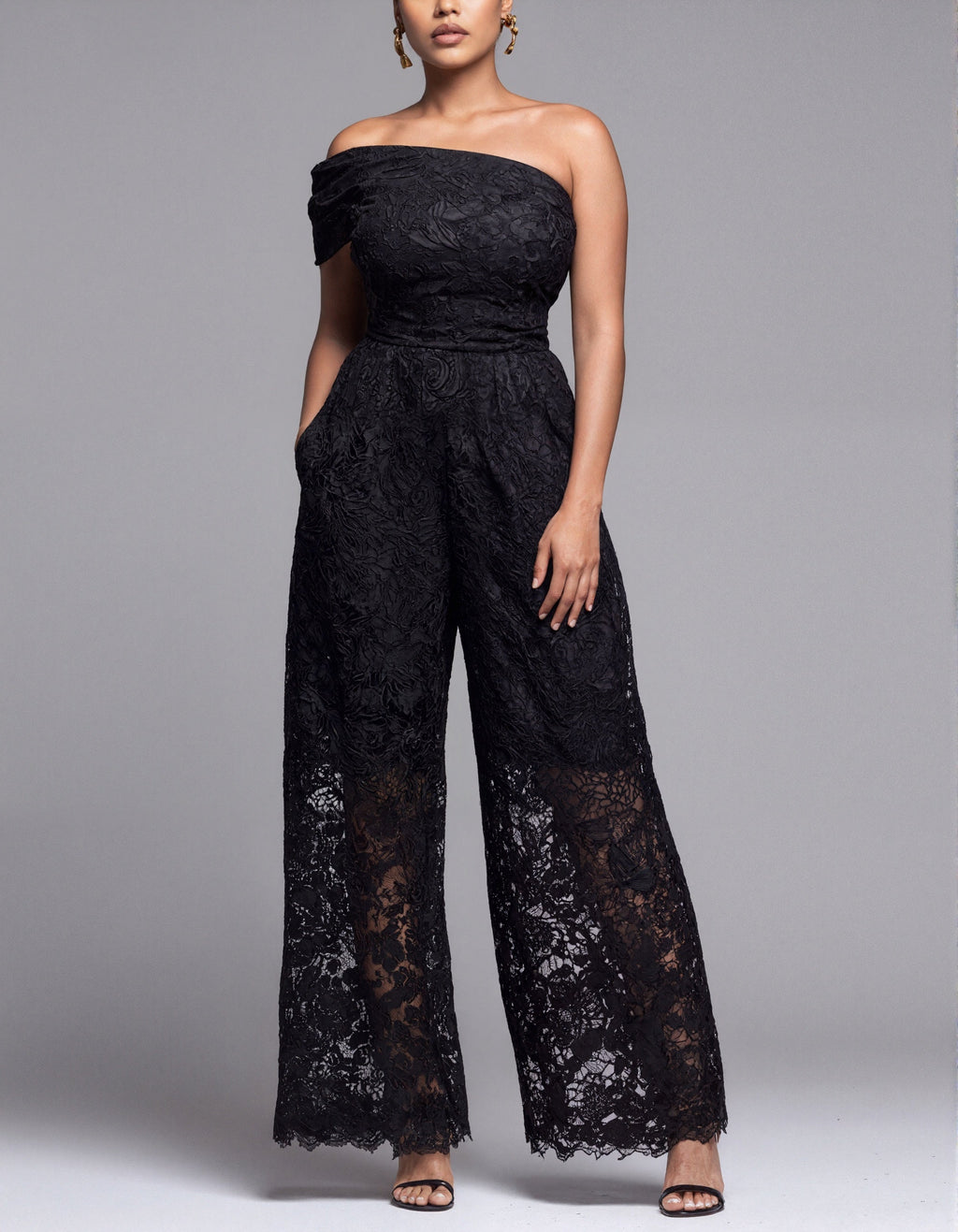 Black Floral Lace Jumpsuit