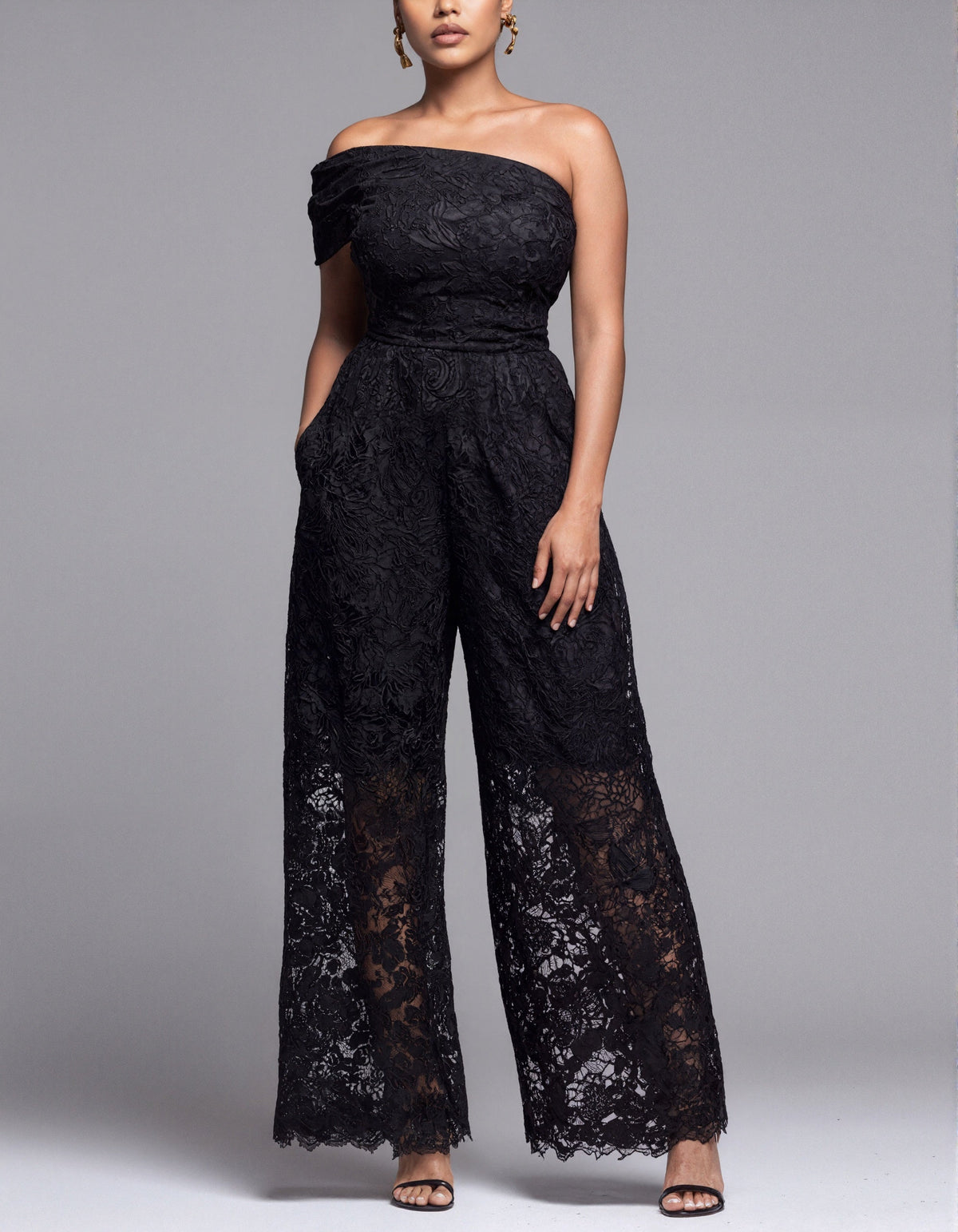 Black Floral Lace Jumpsuit