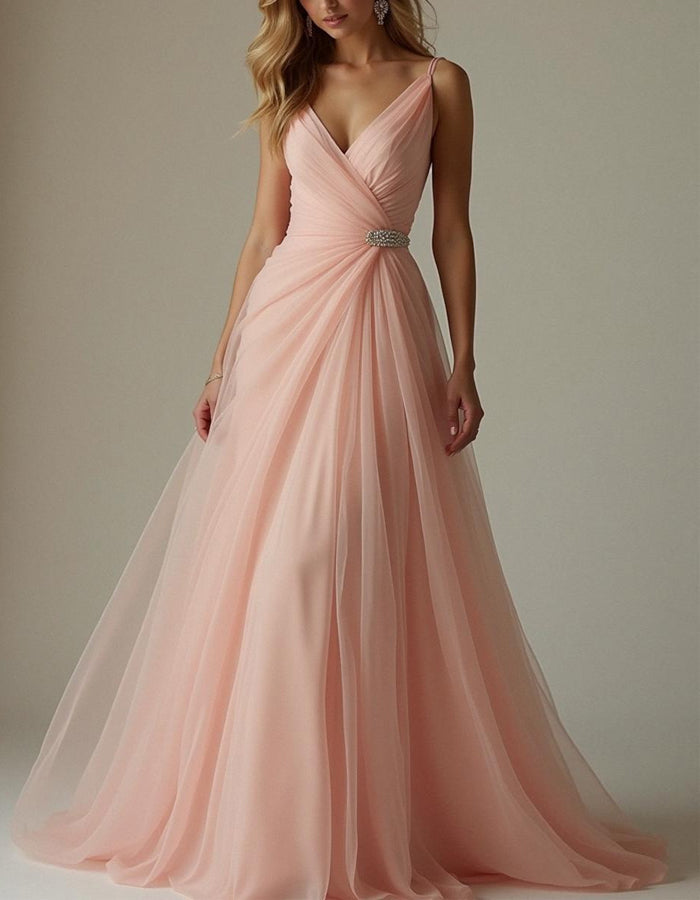 Pink Multi Layered Chiffon Camisole Maxi Dress