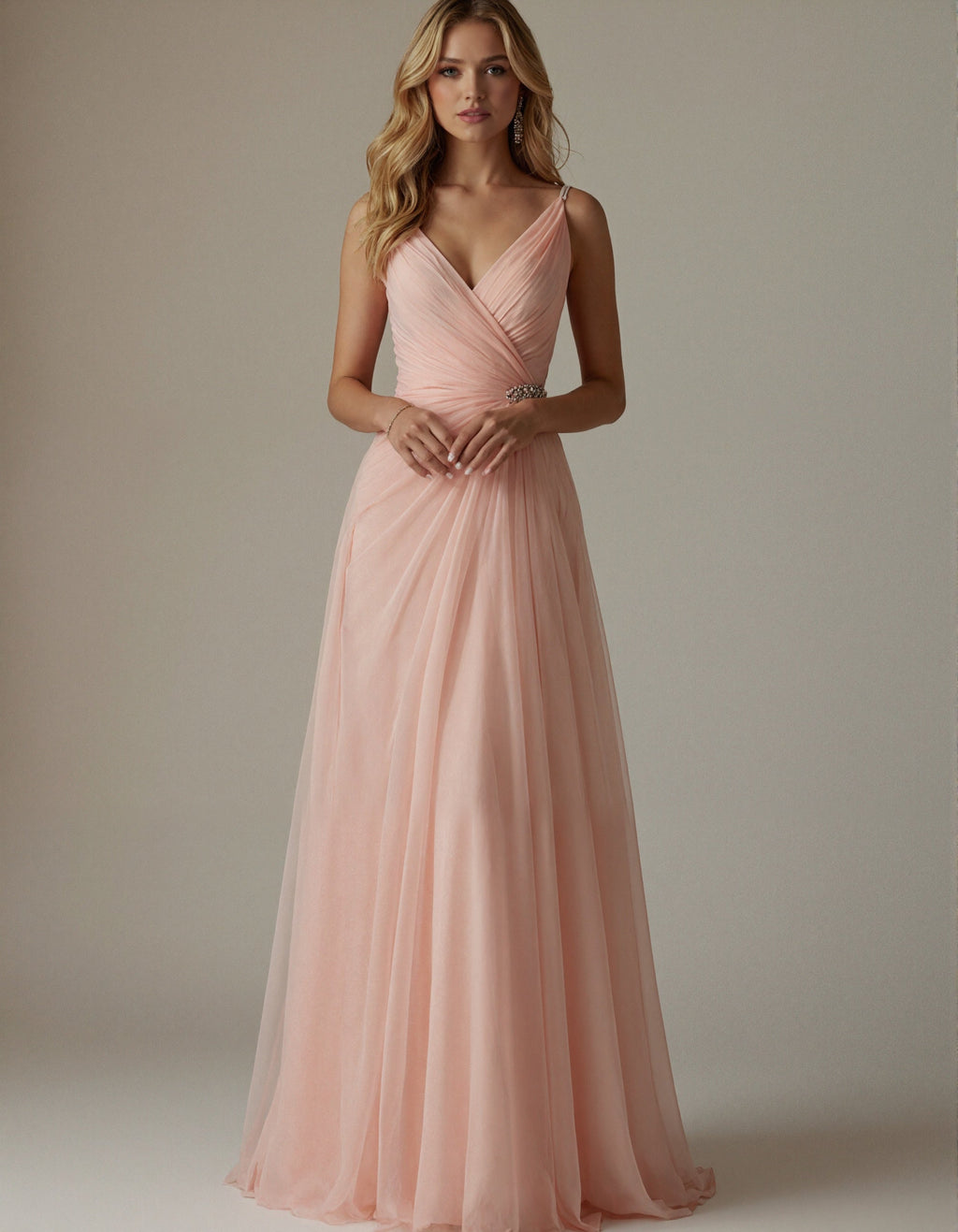 Pink Multi Layered Chiffon Camisole Maxi Dress