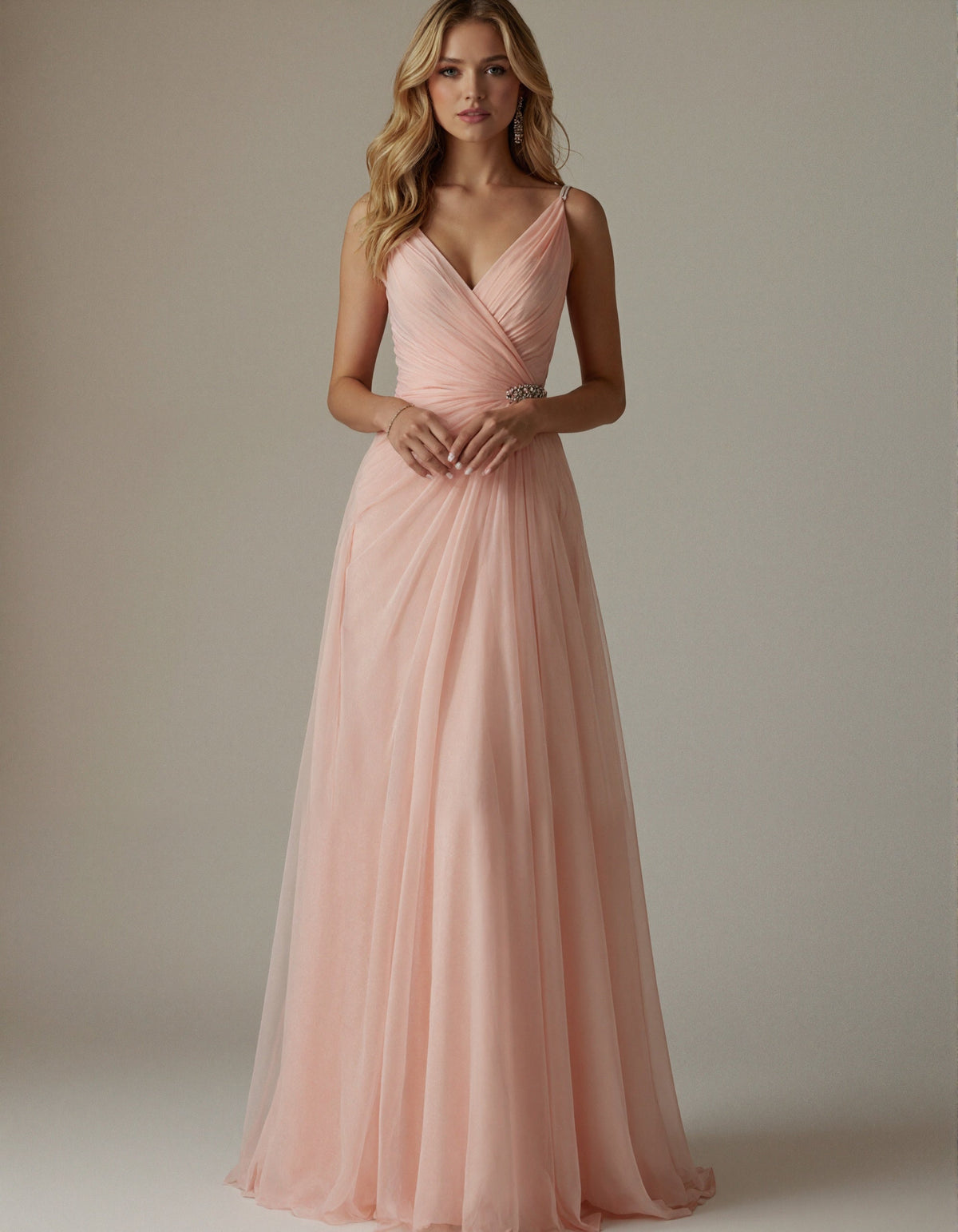Pink Multi Layered Chiffon Camisole Maxi Dress