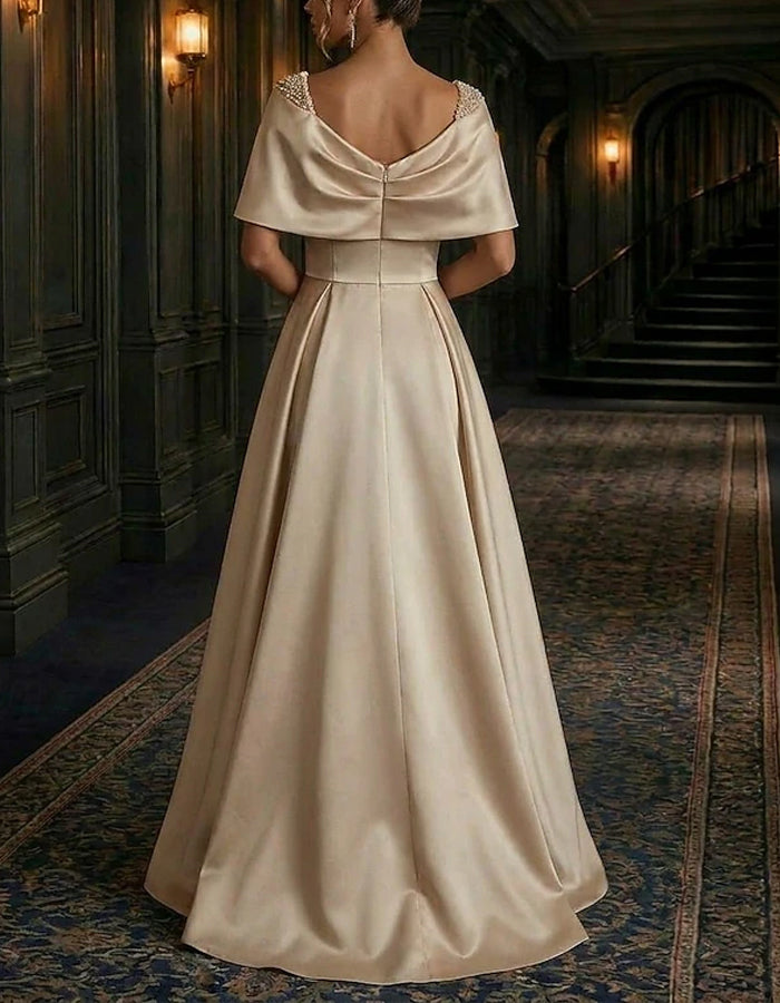 Champagne Satin Maxi Dress
