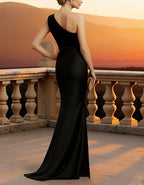 Black And Champagne Color Blocking Maxi Dress