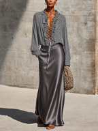 Conjunto Falda Maxi con Volantes a Rayas