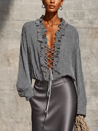 Conjunto Falda Maxi con Volantes a Rayas