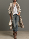Chaqueta de punto vintage de pata de gallo con solapa