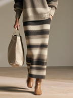Conjunto de jersey oversize degradado con media cremallera y falda larga de punto