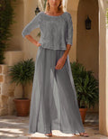 Solid Color Lace Chiffon Jumpsuit