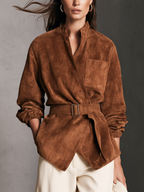 Chaqueta casual de ante marrón
