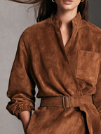 Chaqueta casual de ante marrón