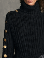 Jersey de cuello alto negro de punto