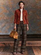Chaqueta vintage de antelina con cremallera y cuello alzado
