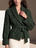 Chaqueta cruzada de punto de ochos verde