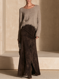 Conjunto de top de punto con lentejuelas y falda larga