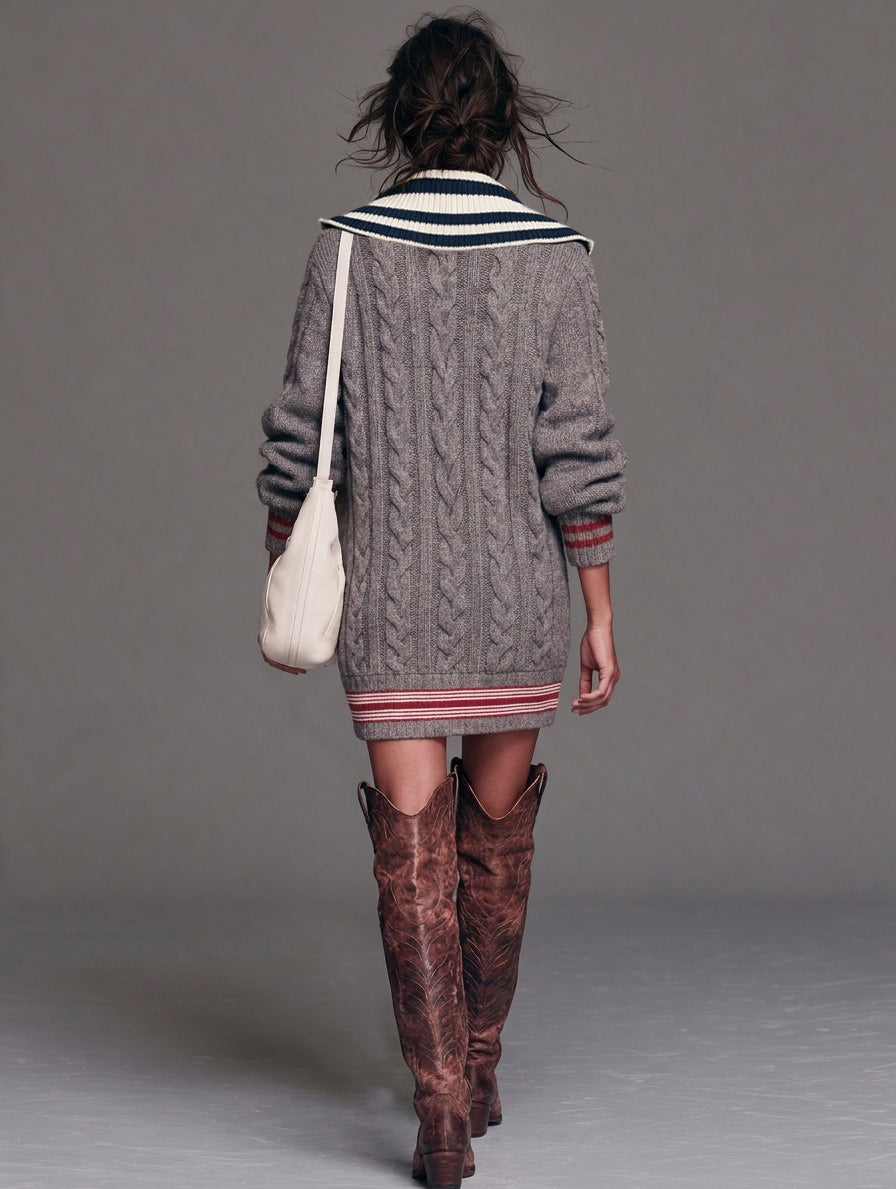 Vestido jersey vintage con media cremallera