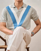 Polo de punto con panel en V - LOVRA DESIGN