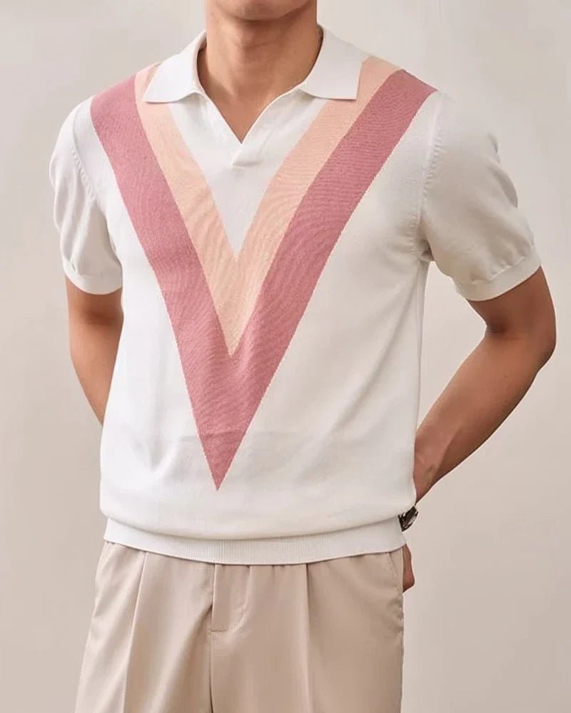 Polo de punto con panel en V - LOVRA DESIGN