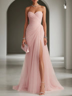 Ariadna | Long Party Dress with Draping and Side Slit