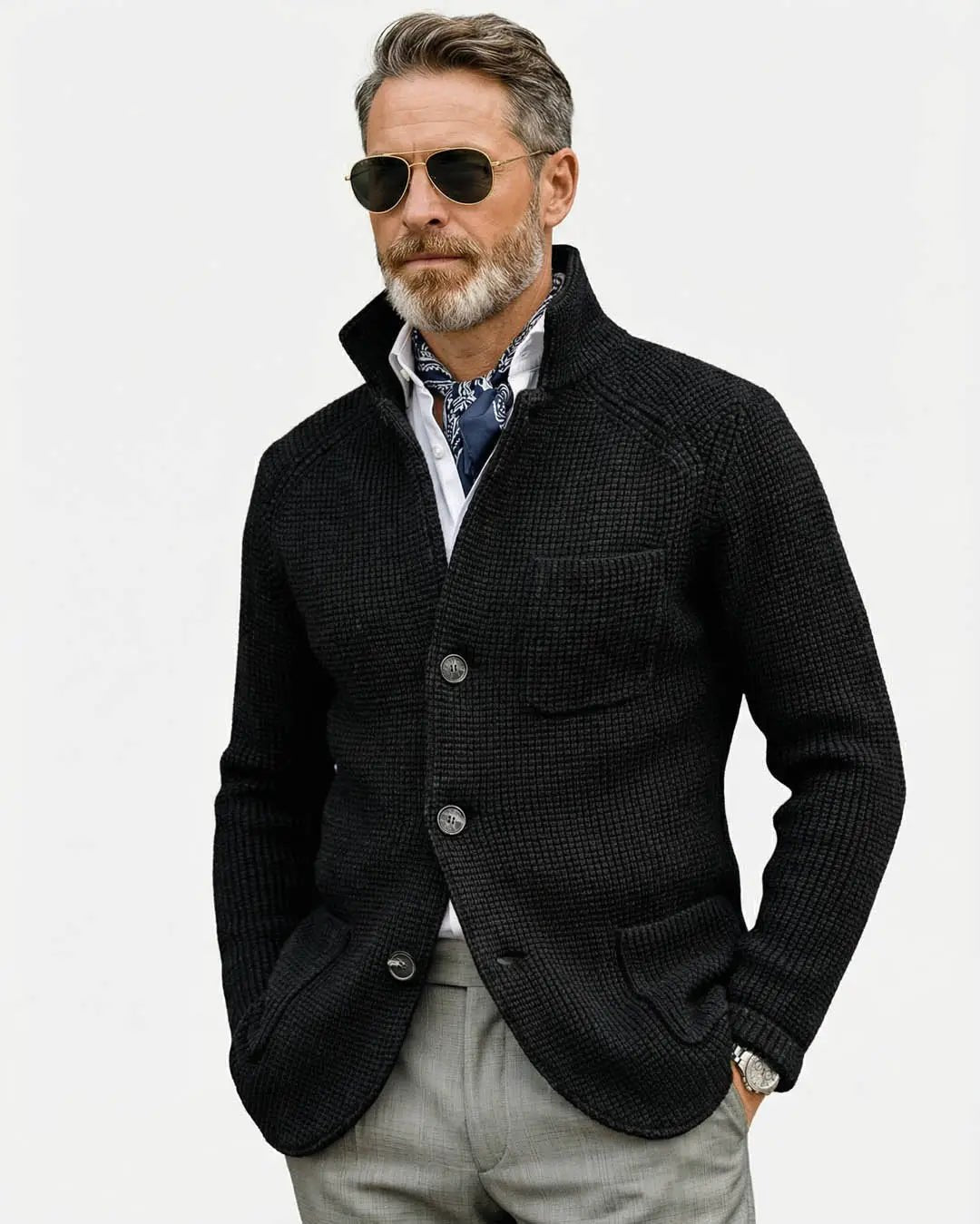 Chaqueta de punto gofrado Gianluigi - LOVRA DESIGN