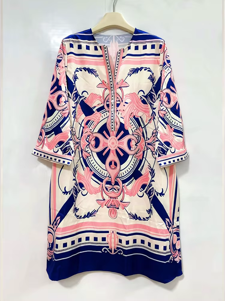 Vestido Túnica Estampado Barroco Multicolor