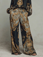 Conjunto Retro con Estampado Barroco Escote en V Profundo