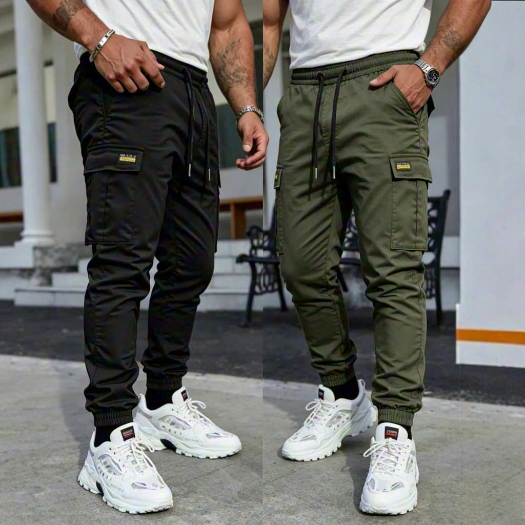 Pantalón cargo casual para hombre con cordón ajustable