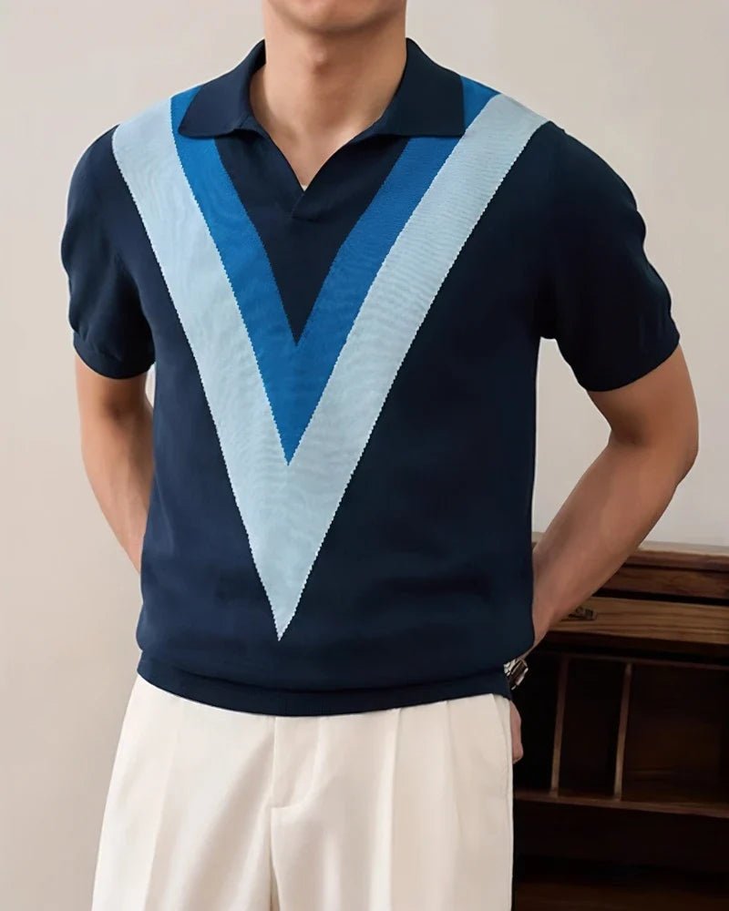 Polo de punto con panel en V - LOVRA DESIGN